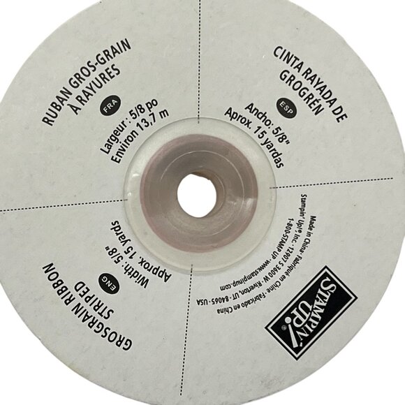 Striped Grosgrain Ribbon 5/8" Wide 15 Yards In Color Retired By Stampin Up! - Picture 3 of 5